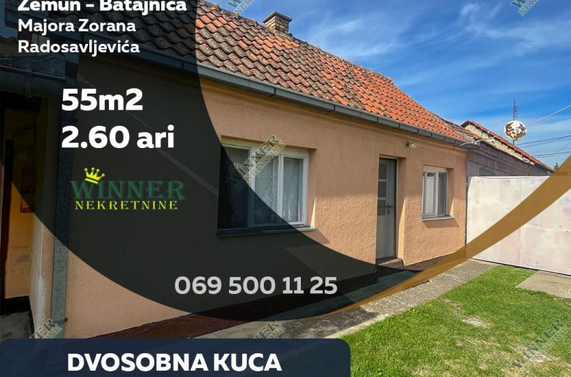 Kuća na prodaju – Batajnica centar, 55m², dvorište, mogućnost dogradnje, plac, agencija, winner nekretnine, stara gradnja, Zemun