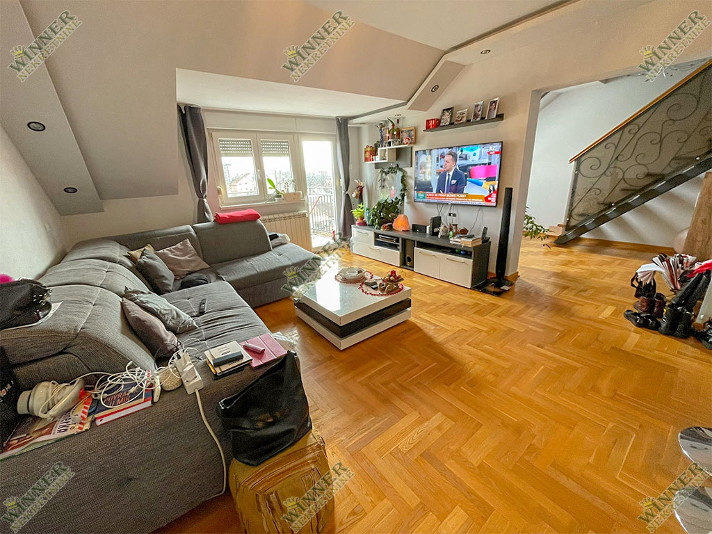 Prodaja Stan Zeleznicka duplex, Zemun, naselje Save Kovacevic, novogradnja, agencija winner nekretnine, parking, ostava, kancelarija, uknjizeno, odmah useljiv, porodican stan, namesten, sa stvarima.